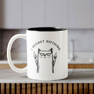 Funny Cat Attitude Sarkastic Humor Trendig Quote Två-Tonad Mugg
