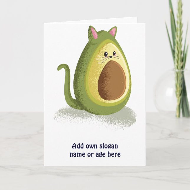 Funny Cat Avocado Cute Tonåring grafiskt Trendig G Kort (Framsida)