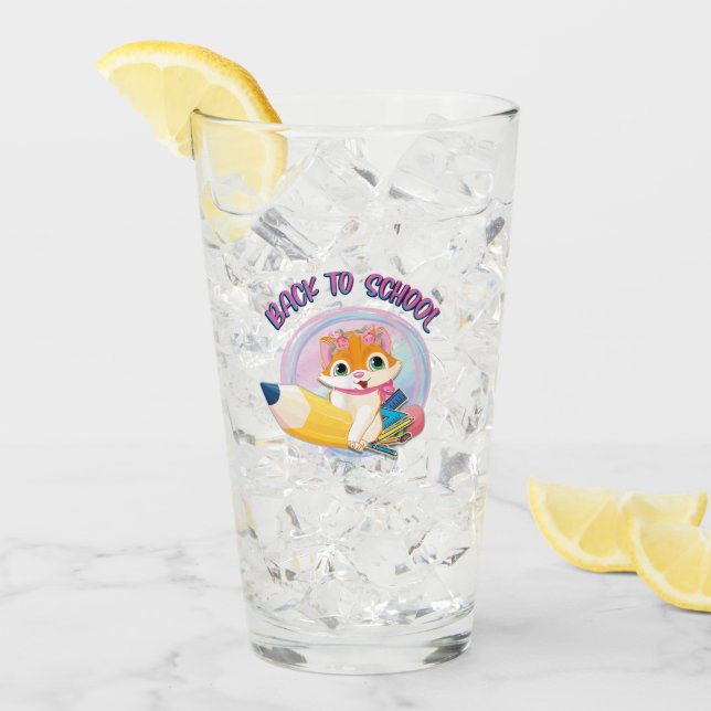 Funny Cat Back to school Glaskopp (Framsida Ice)