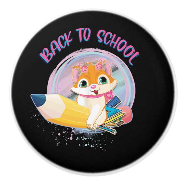 Funny Cat Back to school Knopp (Framsidan)