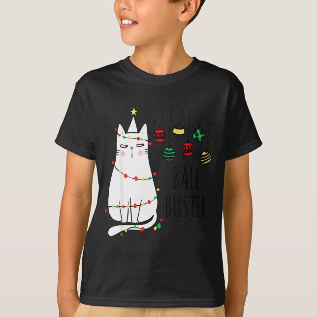 Funny Cat Ball Buster Christmas Humor  T Shirt (Framsida)