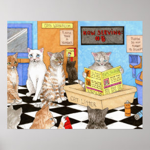 Funny Cat Bathroom 522 Poster