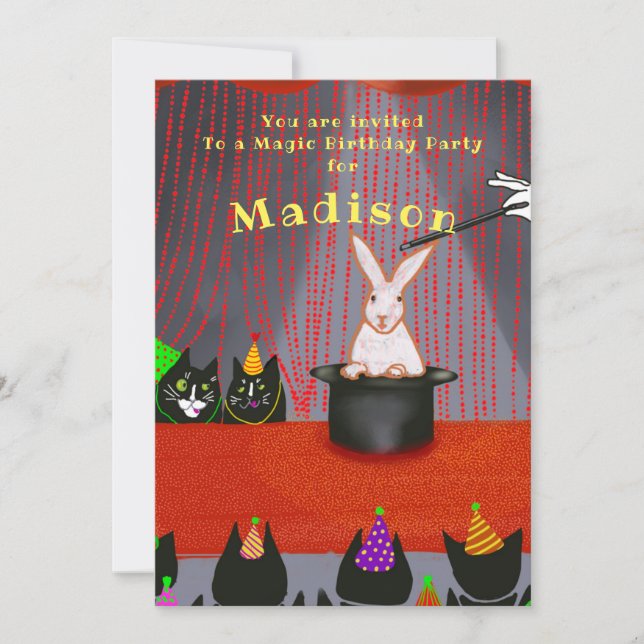 Funny Cat Birthday för barn Inbjudningar (Framsida)