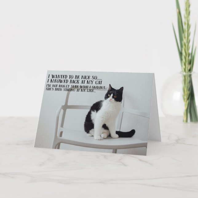 Funny Cat Birthday Greeting Card  Kort (Framsida)