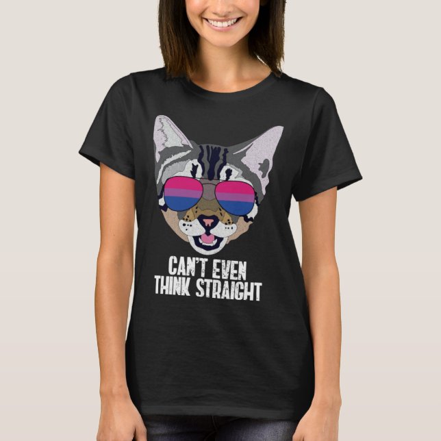 Funny Cat Bisexual Can't Even Think Straight Bi Pr T Shirt (Framsida)