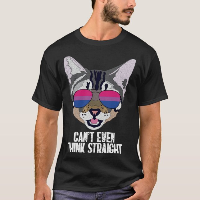 Funny Cat Bisexual Can't Even Think Straight Bi Pr T Shirt (Framsida)
