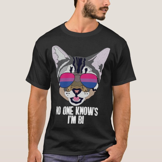 Funny Cat Bisexual Pride No One Knows I'm Bi T Shirt (Framsida)