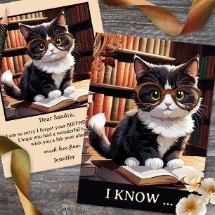 Funny Cat Bokar Belet Birthday Kort