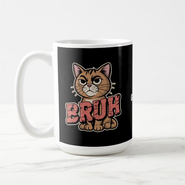 Funny Cat Bruh Meme Graphic Humor Cat Lover Gift Kaffemugg (Vänster)