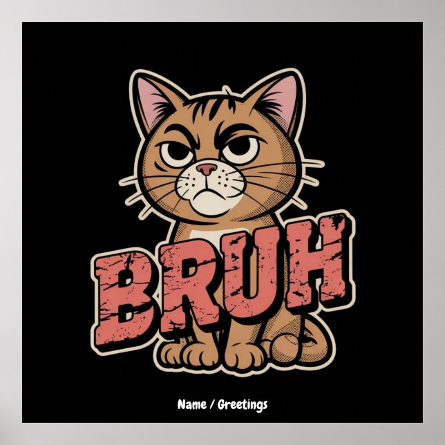 Funny Cat Bruh Meme Graphic Humor Cat Lover Gift Poster (Framsidan)