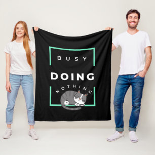 FUNNY CAT BUSY GÖR INGENTING FLEECEFILT