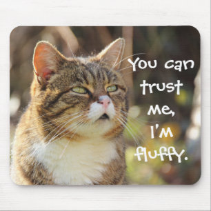 Funny Cat Caption Trust Me Jag är Fluffy Musmatta