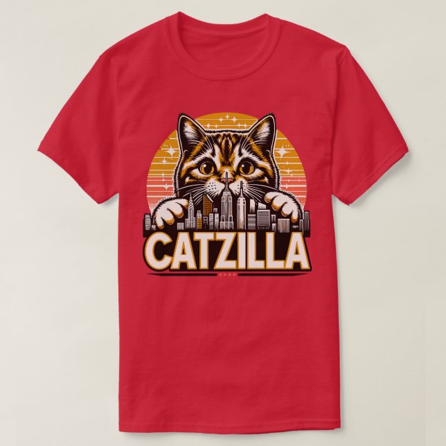 Funny Cat Catzilla T Shirt (Design framsida)