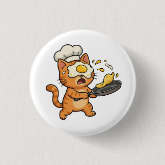 Funny Cat Chef Button Knapp