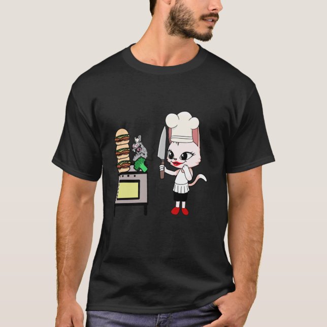 Funny Cat Chef Mouse Råtta Cats Cooking Art Chef T Shirt (Framsida)