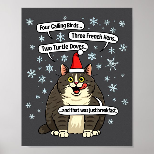 Funny Cat Christmas Carol Meme Merch Santa Hat Kit Poster (Framsidan)