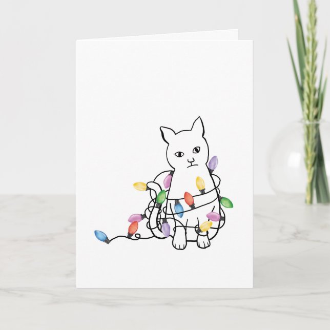 Funny Cat Christmas Holiday Card Helgkort (Framsida)