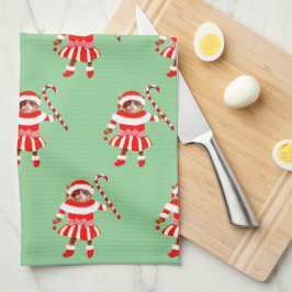 Funny Cat Christmas Holiday Gift Kökshandduk