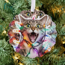 Funny Cat Christmas Lights Paper
