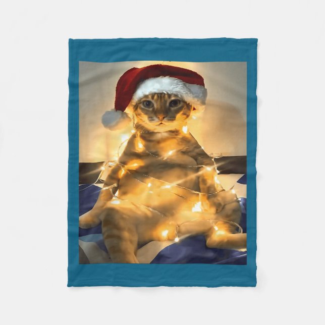 Funny Cat Christmas Meme Shirt Cute Holiday Meme C Fleecefilt (Framsidan)