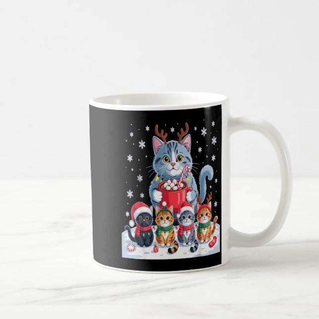 Funny Cat Christmas Shirt Holiday Santa Design  Kaffemugg (Höger)