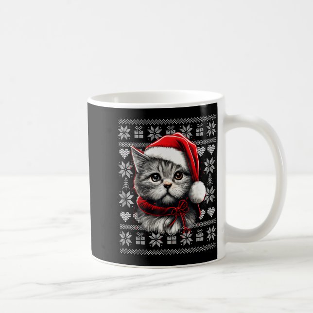 Funny Cat Christmas Shirts Men Women Cats Lover Ug Kaffemugg (Höger)