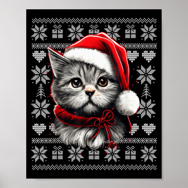 Funny Cat Christmas Shirts Men Women Cats Lover Ug Poster (Framsidan)