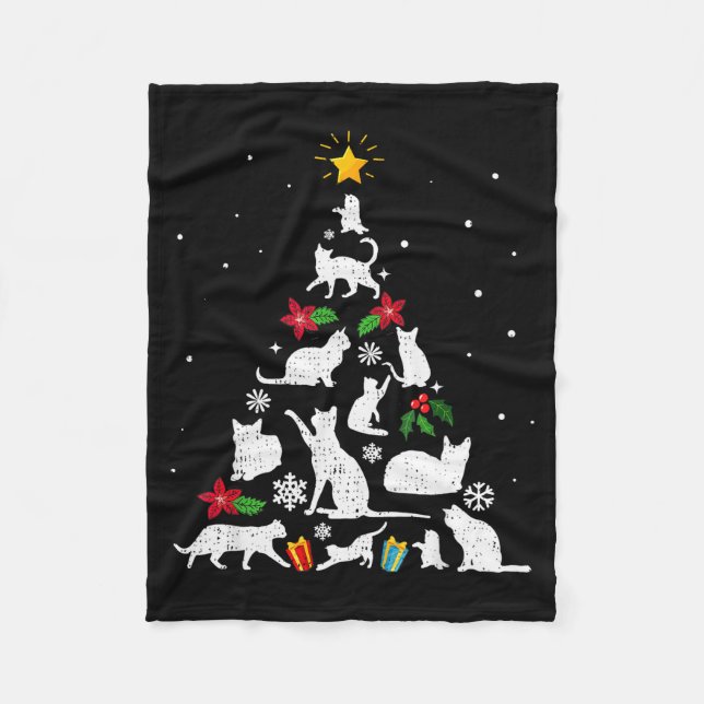 Funny Cat Christmas Tree For Men Women Kids  Fleecefilt (Framsidan)