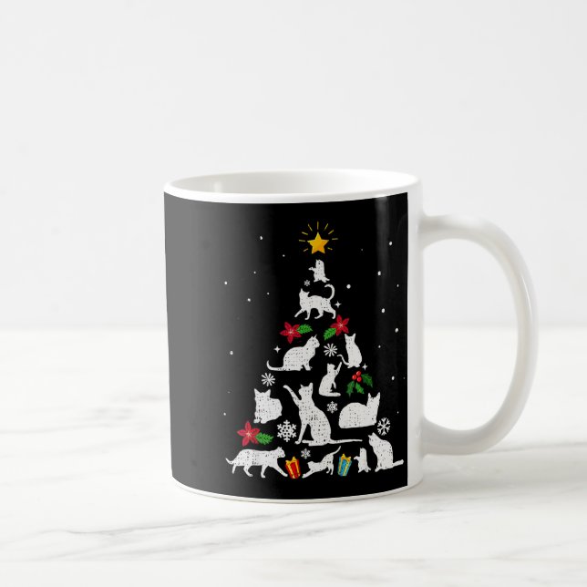 Funny Cat Christmas Tree For Men Women Kids  Kaffemugg (Höger)