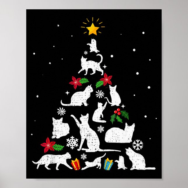 Funny Cat Christmas Tree For Men Women Kids  Poster (Framsidan)