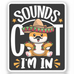 Funny Cat Cinco De Mayo Gift Sombrero Tacos Älskar Klistermärken