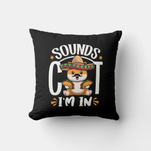 Funny Cat Cinco De Mayo Gift Sombrero Tacos Älskar Kudde