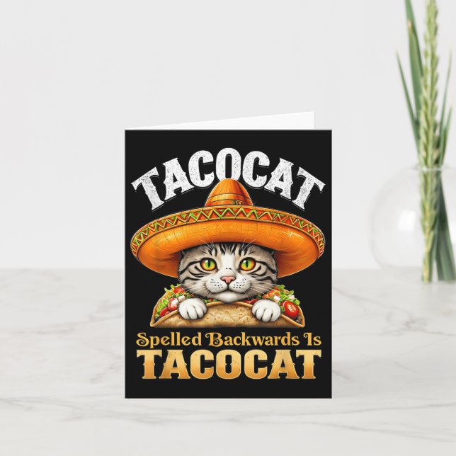 Funny Cat Cinco De Mayo Tacocat Spelling Backward  Kort (Framsida)