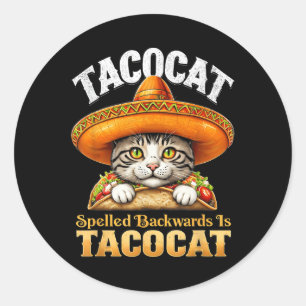 Funny Cat Cinco De Mayo Tacocat Spelling Backward Runt Klistermärke