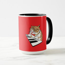 Funny Cat Classical Jazz Piano Tangentbord Player Mugg