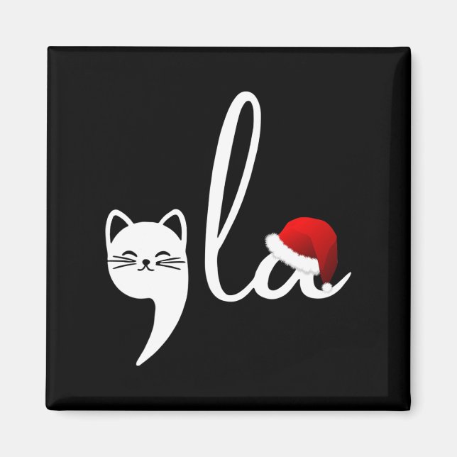 Funny Cat Comma La Kamala Harris jul Santa H Magnet (Framsidan)