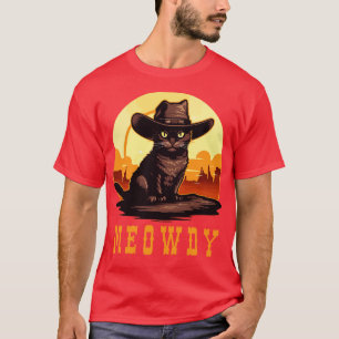 Funny Cat Cowboy Cowgirl Meow Howdy Meowdy 4 T Shirt