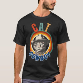 Funny Cat Cowboy Retro T Shirt