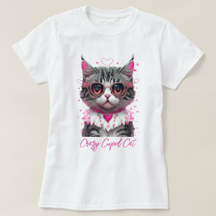 FUNNY CAT ’CRAZY CUPID CAT’ T SHIRT