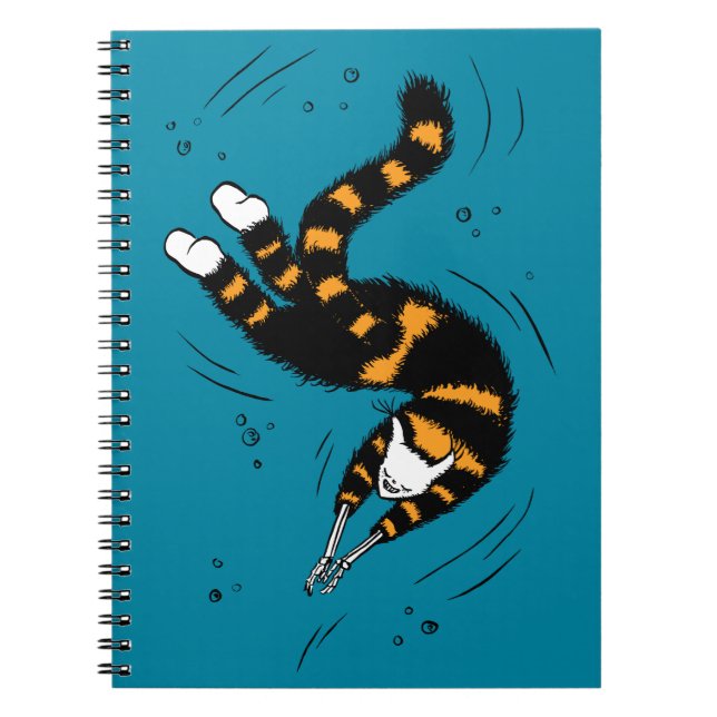 Funny Cat Creature Skeleton Händer Swimming Mörk Anteckningsbok (Framsidan)