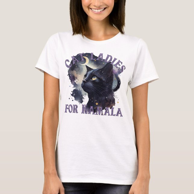 Funny Cat Dam för Kamala Harris T Shirt (Framsida)