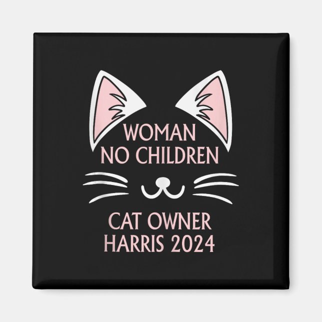 Funny Cat Dam Kamala Harris 24 Cat Lover Hallowee Magnet (Framsidan)