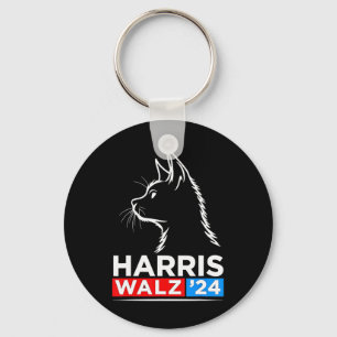 Funny Cat Dam Kamala Harris Waltz 2024 Val Nyckelring