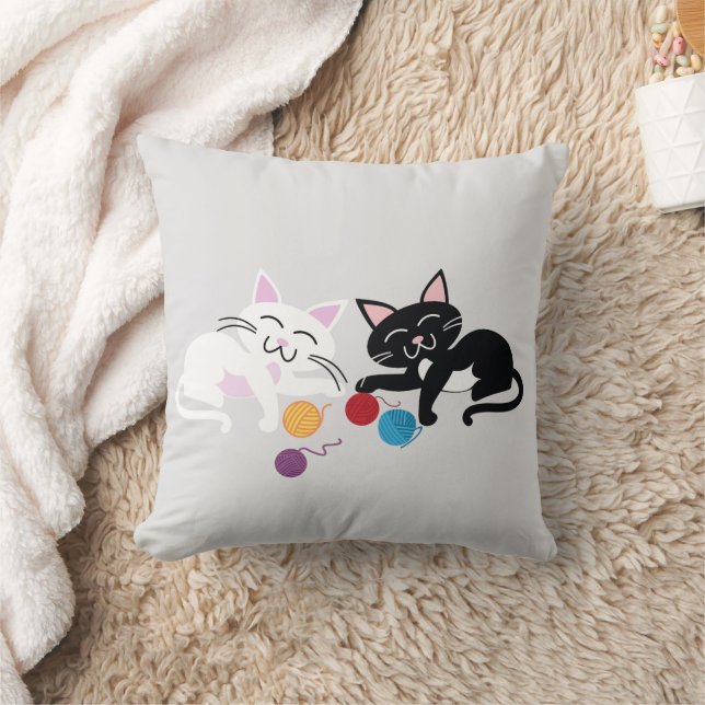 "Funny Cat Design" Dekorativ kudde (Filt)