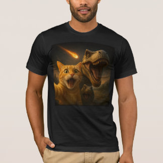 Funny Cat Dino Selfie Meteor Meme Surreal Apocalyp T Shirt
