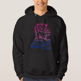 Funny Cat DJ Music LGBT Bisexuality Flagga Bi Prid Hoodie