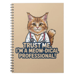 Funny Cat Doctor Animal Humor Illustration Anteckningsbok