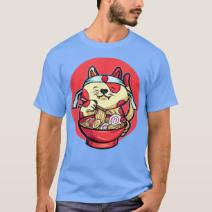 Funny Cat Eating Ramen Cute Japansk Cat Ramen Noo T Shirt