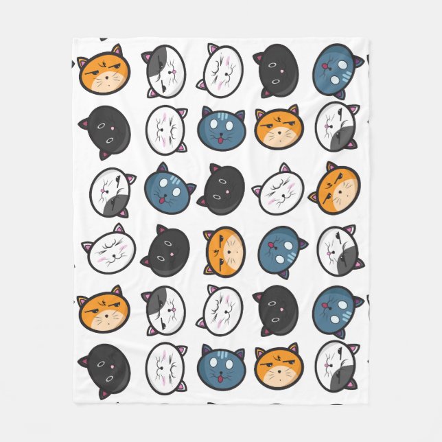 Funny Cat Emoji Fleece Blanket (Framsidan)