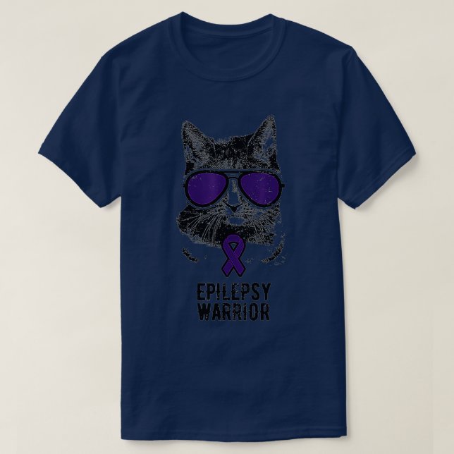Funny Cat Epilepsy Awareness Lila Sunglass Bra T Shirt (Design framsida)